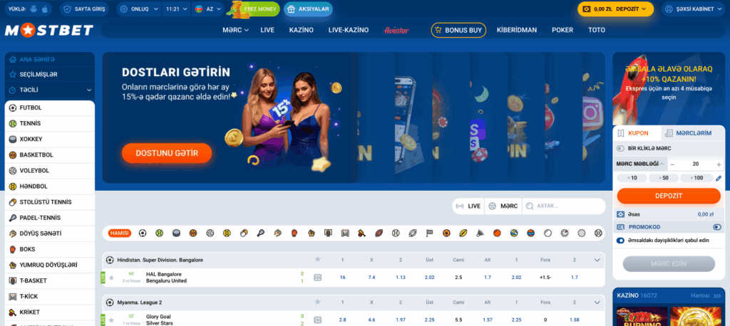Mostbet Azərbaycanda idman mərcləri və kazino